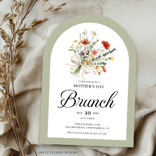 Invitation Brunch Fête des Mères Bouquet Floral Ar