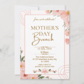 Invitation Brunch Fête des Mères Rose Fleur sauvage Floral (Devant)