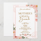 Invitation Brunch Fête des Mères Rose Fleur sauvage Floral (Devant / Derrière)
