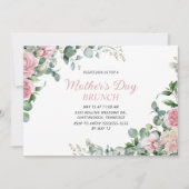 Invitation Brunch Fête des Mères Rose Floral (Devant)