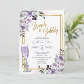 Invitation Brunch Fleur Lilac Violet Dusty Et Bubbly (Debout devant)