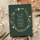 Invitation Brunch Fleur sauvage de couleur vert foncé