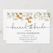 Invitation Brunch Fleur sauvage d'or avec douche de mariée (Devant / Derrière)