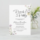 Invitation Brunch fleur sauvage Et Fête des mariées Bubbly (Debout devant)