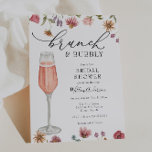 Invitation Brunch fleur sauvage et Fête des mariées Bubbly<br><div class="desc">Ce Brunch avec l'invitation de la mariée douche nuptiale est parfait pour célébrer la mariée à être ou une mariée qui a déjà fui. Customisez avec vos informations pour que la mariée soit mariée. Doté d'une bordure en aquarelle de fleurs sauvages.</div>