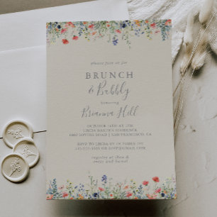 Invitation Brunch Fleur sauvage radiant et Fête des mariées m
