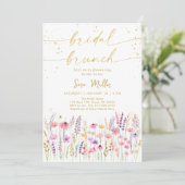 Invitation Brunch Fleur sauvage rose Gold (Debout devant)