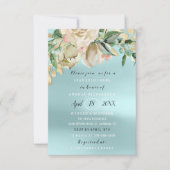 Invitation Brunch Fleurs de Mariage Étincelant Or Bleu (Devant)