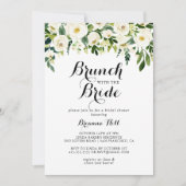 Invitation Brunch floral blanc verdoyant avec douche de marié (Devant)