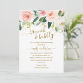 Invitation Brunch Floral Blush Or Et Fête des mariées Bubbly (Debout devant)