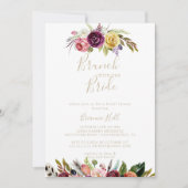 Invitation Brunch Floral Boho Or avec douche de mariée (Devant)