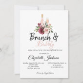 Invitation Brunch Floral Bourgogne & Fête des mariées Bubbly (Devant)