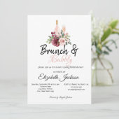 Invitation Brunch Floral Bourgogne & Fête des mariées Bubbly (Debout devant)