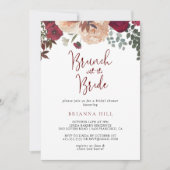 Invitation Brunch floral bourguignon avec la douche de mariée (Devant)
