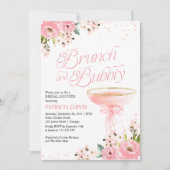 Invitation Brunch Floral Bow Rose Et Fête des mariées Bubbly (Devant)