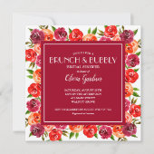 Invitation Brunch floral brillant et Fête des mariées mousseu (Devant)