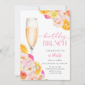Invitation Brunch Floral & Bubbly Anniversaire Brunch (Devant)