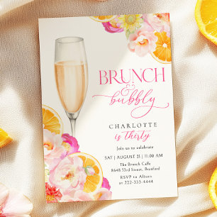 Invitation Brunch Floral & Bubbly Anniversaire Brunch