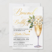 Invitation Brunch Floral Champagne Et Fête des mariées Bubbly (Devant)