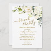 Invitation Brunch Floral Champagne Et Fête des mariées Bubbly (Devant)