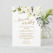 Invitation Brunch Floral Champagne Et Fête des mariées Bubbly (Debout devant)