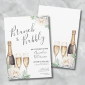 Invitation Brunch Floral Champagne Et Fête des mariées Bubbly