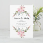Invitation Brunch floral d'aquarelle pour Baby shower (Debout devant)