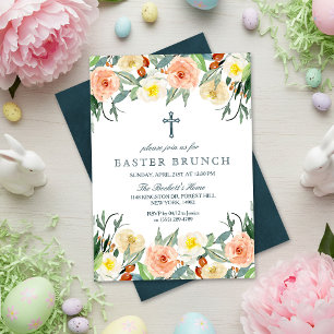 Invitation Brunch floral de Pâques simplement élégant