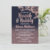Invitation Brunch floral de parties scintillantes d'or de (Debout devant)