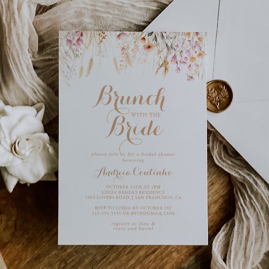 Invitation Brunch floral de prairie d'automne avec douche de
