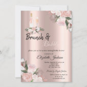 Invitation Brunch floral et Fête des mariées à bulles (Devant)