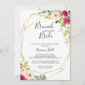 Invitation Brunch floral géométrique or avec douche de mariée (Devant)