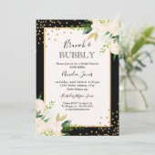 Invitation Brunch Floral Gold Black Stripes Et Douche Bubbly (Debout devant)