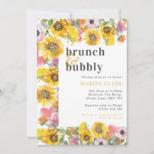 Invitation Brunch floral jaune et rose et Fête des mariées mo (Devant)