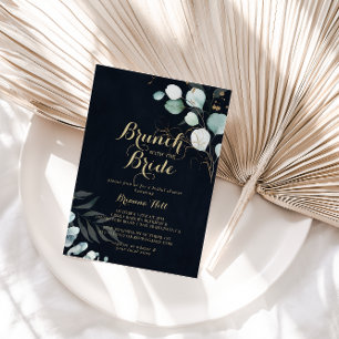 Invitation Brunch Floral or avec douche Blue Bride