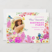 Invitation Brunch floral photo anniversaire (Devant)