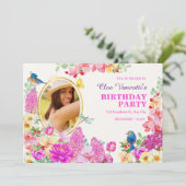 Invitation Brunch floral photo anniversaire (Debout devant)