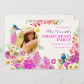 Invitation Brunch floral photo bébé graduation (Devant / Derrière)