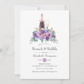 Invitation Brunch Floral pourpre et Fête des mariées mousseus (Devant)