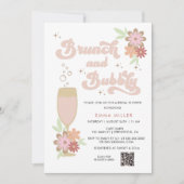 Invitation Brunch floral rétro et Fête des mariées bulle (Devant)
