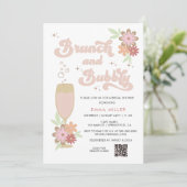 Invitation Brunch floral rétro et Fête des mariées bulle (Debout devant)