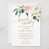 Invitation Brunch Floral Rose Et Fête des mariées Bubbly (Devant)