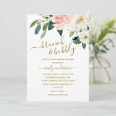 Invitation Brunch Floral Rose Et Fête des mariées Bubbly (Debout devant)