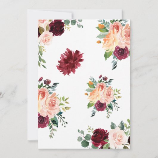 Invitation Brunch Floral Rose Et Fête des mariées Bubbly (Dos)