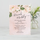 Invitation Brunch Floral Rose Et Fête des mariées Bubbly (Debout devant)