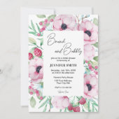 Invitation Brunch floral rose et Fête des mariées mousseuse (Devant)