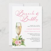 Invitation Brunch floral rose et Fête des mariées mousseuse I (Devant)