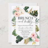 Invitation Brunch floral tropical et Fête des mariées bulle (Devant)