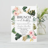Invitation Brunch floral tropical et Fête des mariées bulle (Debout devant)