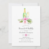 Invitation Brunch floral tropical et Fête des mariées bulle (Devant)